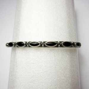 New Chan luu Bangle Cuff 925 Sterling Silver Open Black Onyx Bangle Cuff
